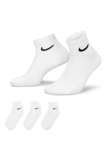 Buy Nike White Lightweight Cushioned Ankle Socks 3pk from the Next UK ...