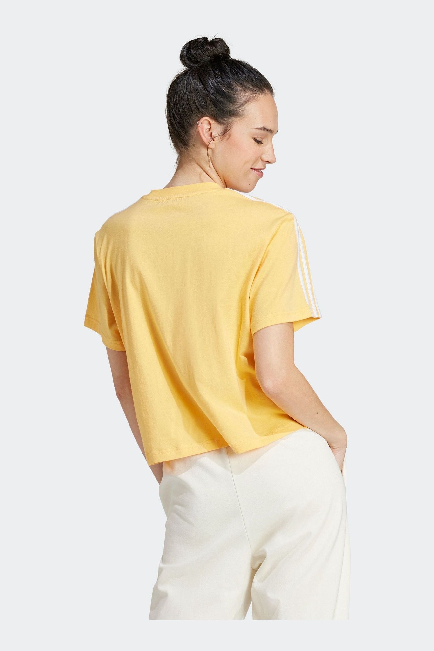 Buy adidas Yellow 100 Cotton Sportswear Essentials 3 Stripes Single Jersey Crop T Shirt from Next USA