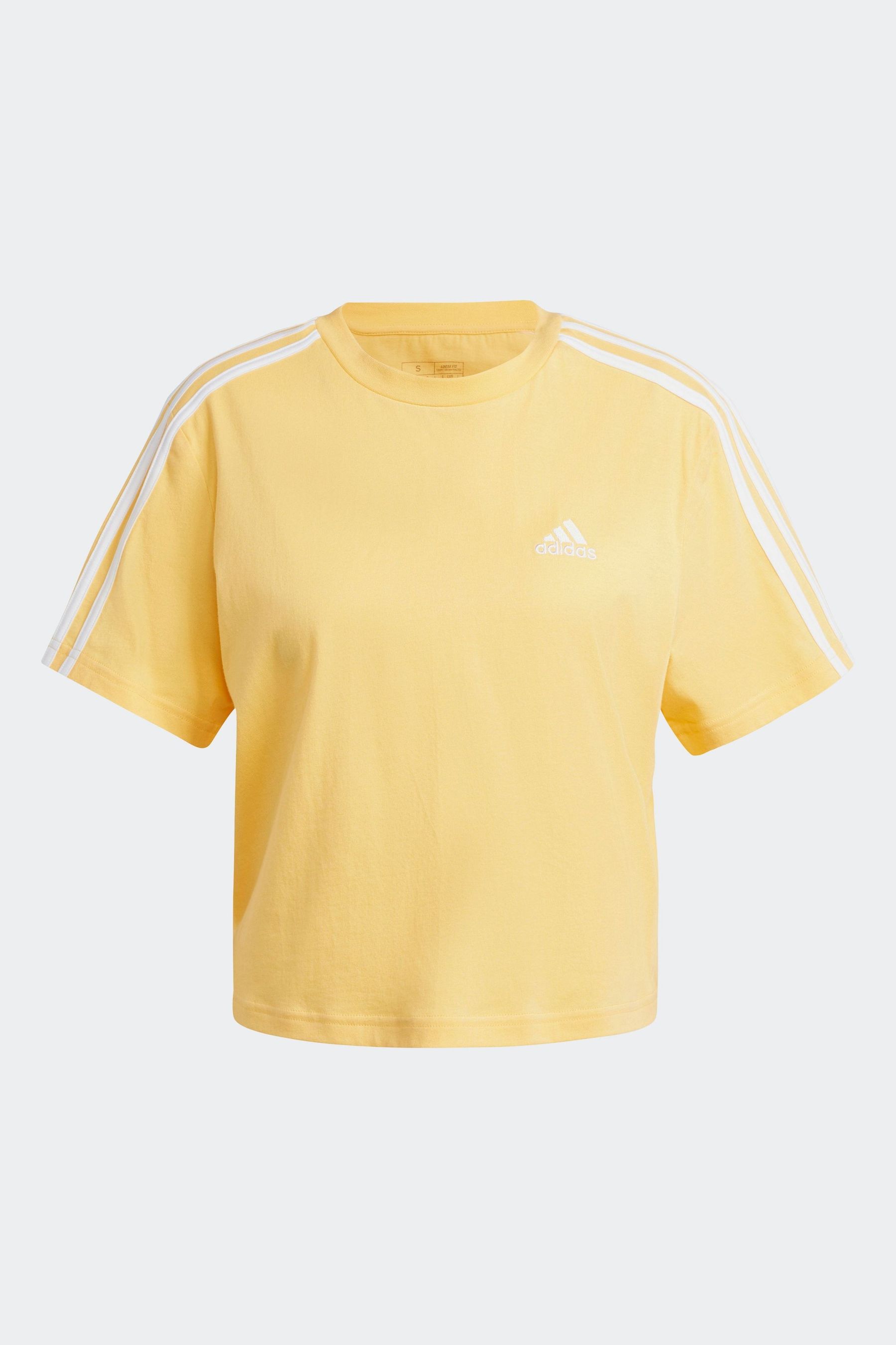adidas Yellow 100 Cotton Sportswear Essentials 3 Stripes Single Jersey Crop T Shirt