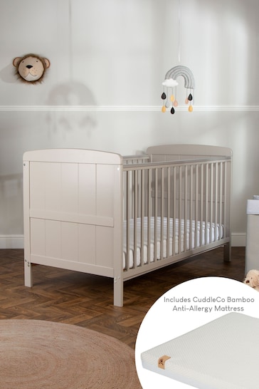 Cuddleco Grey Juliet Cot Bed With Harmony Sprung Mattress