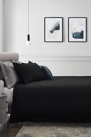 Black Collection Luxe 300 Thread Count 100% Cotton Sateen Satin Stitch Duvet Cover And Pillowcase Set - Image 1 of 3