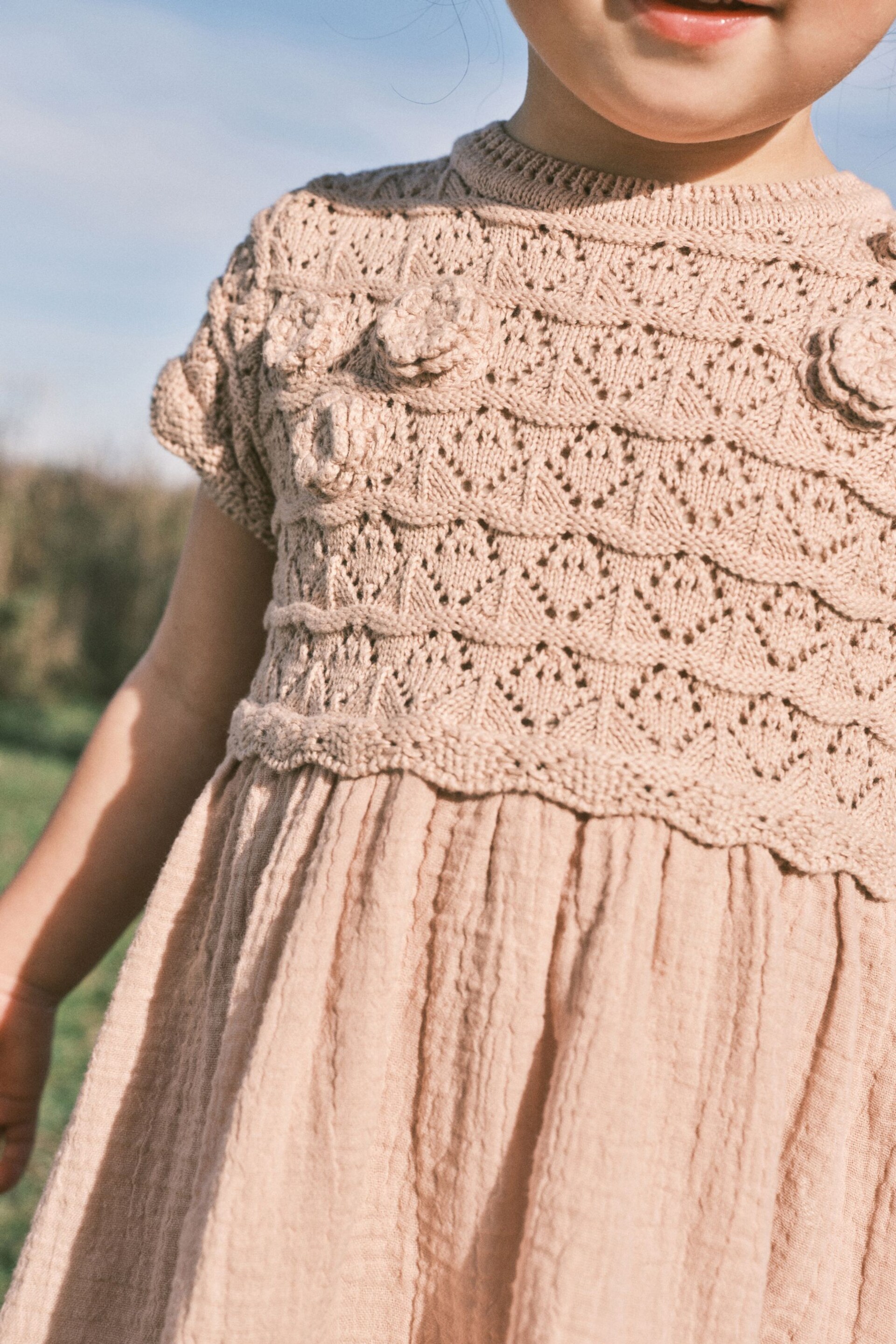 Neutral Crochet Flower Dress (3mths-7yrs) - Image 8 of 13