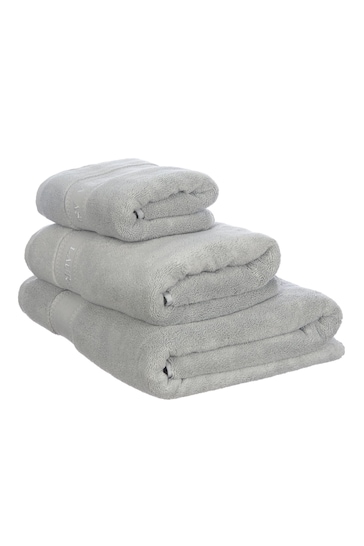 Laura Ashley Steel Grey Luxury Cotton Embroidered Towel
