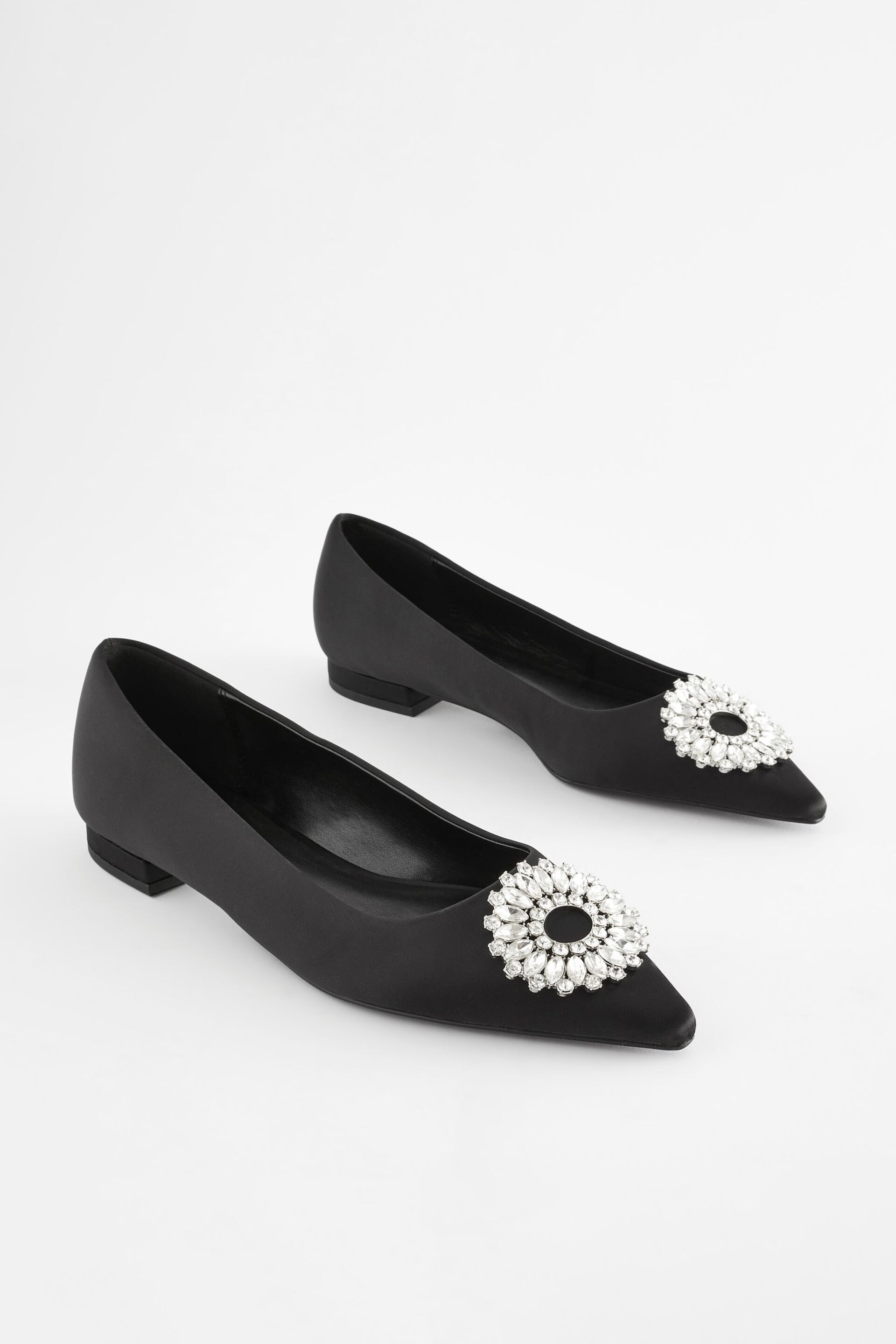 Black Forever Comfort® Jewel Trim Point Toe Shoes - Image 6 of 9