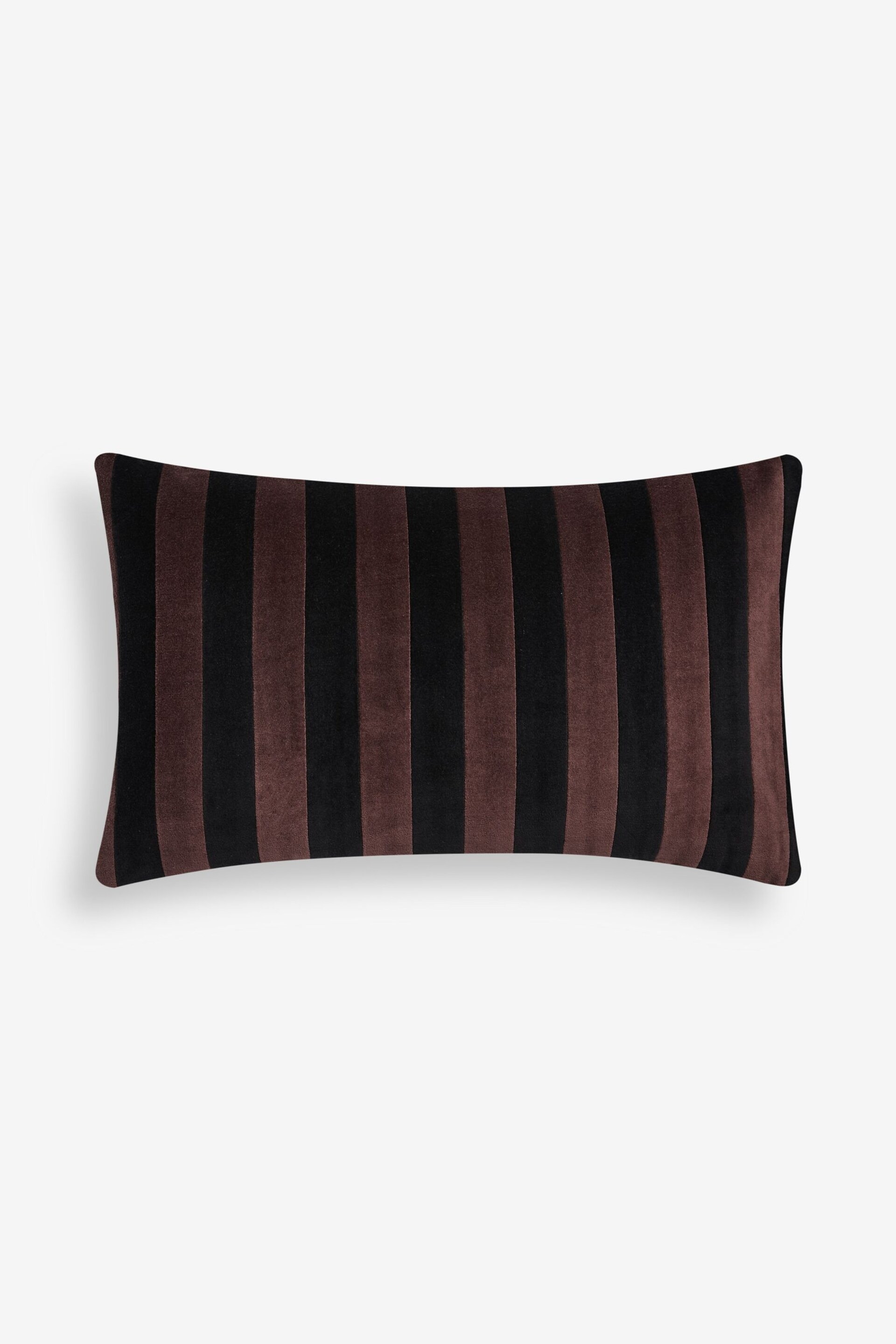 Brown Velvet Stripe 50 x 30cm Cushion - Image 2 of 5