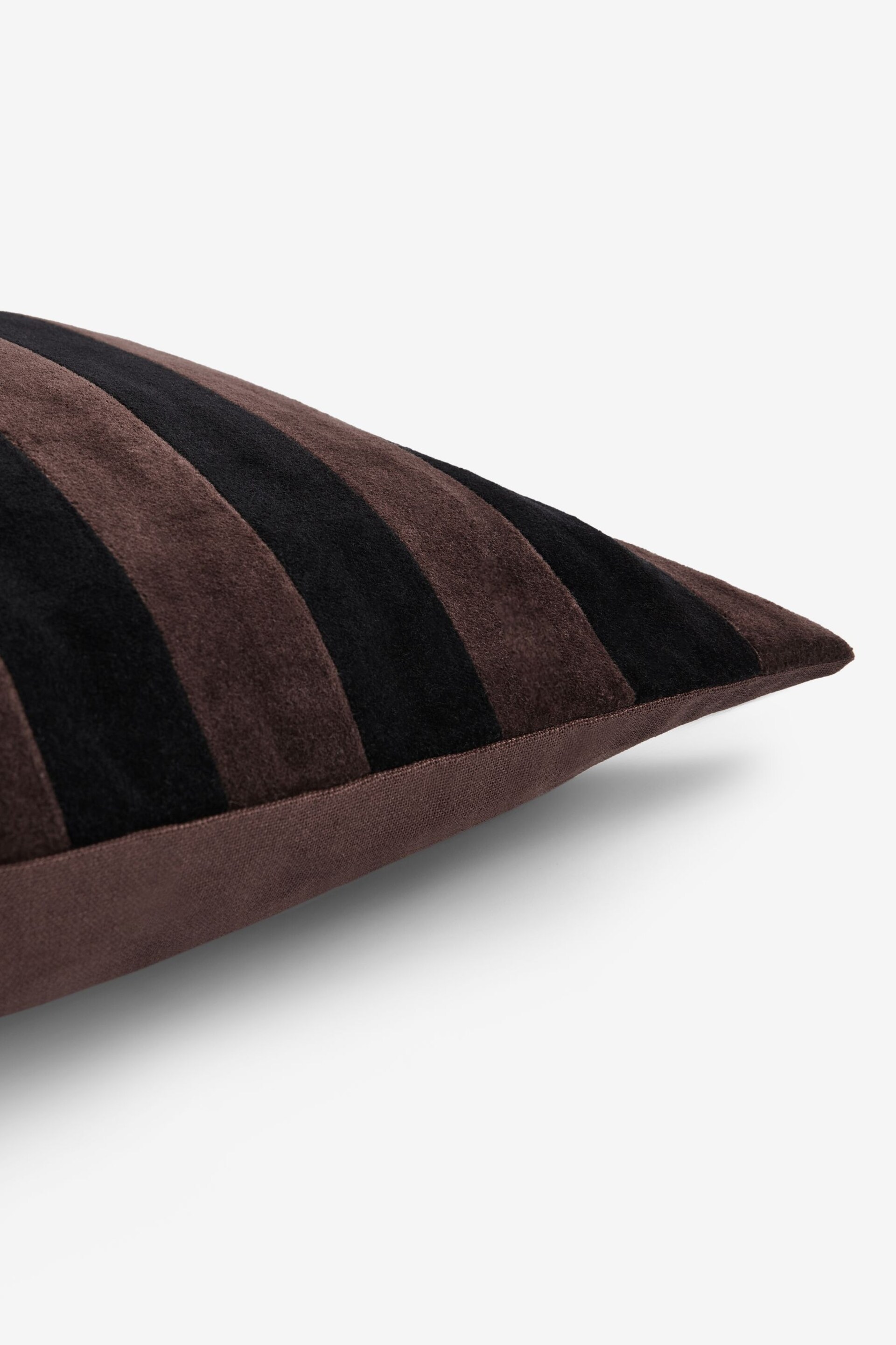 Brown Velvet Stripe 50 x 30cm Cushion - Image 5 of 5