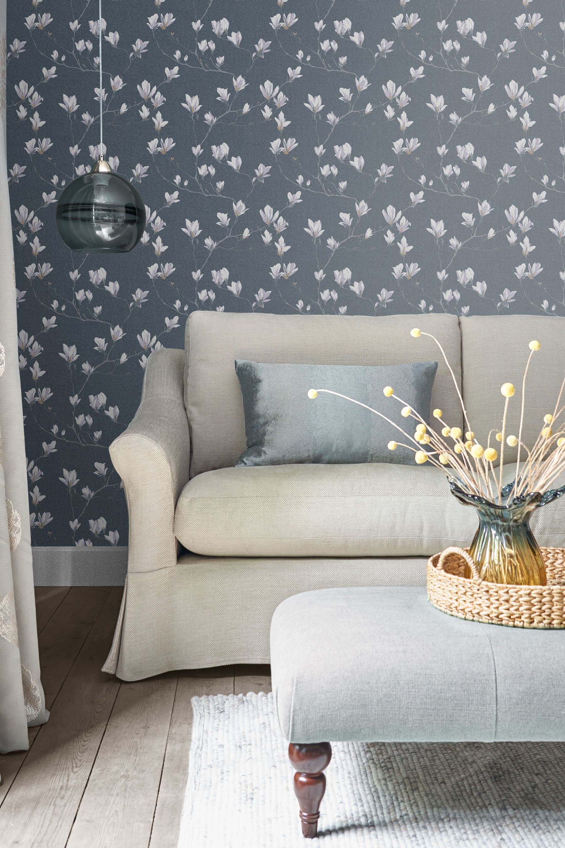 Buy Laura Ashley Dusky Seaspray Magnolia Grove Wallpaper Sample