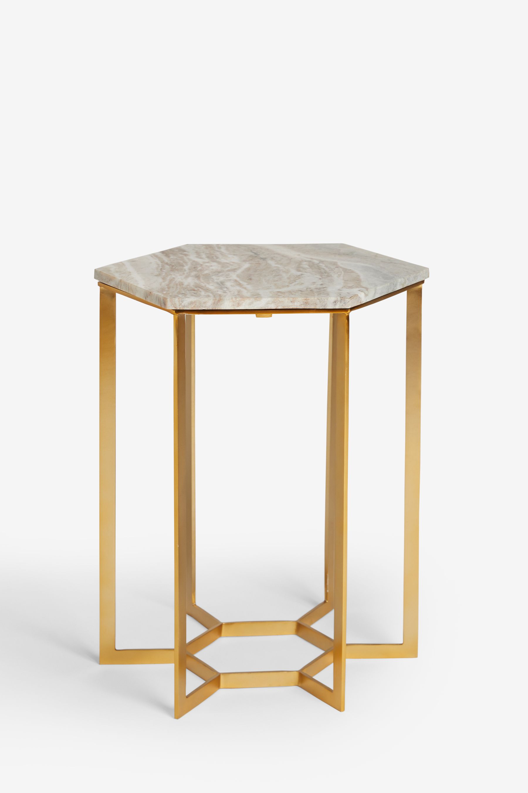 Hexagon marble store side table