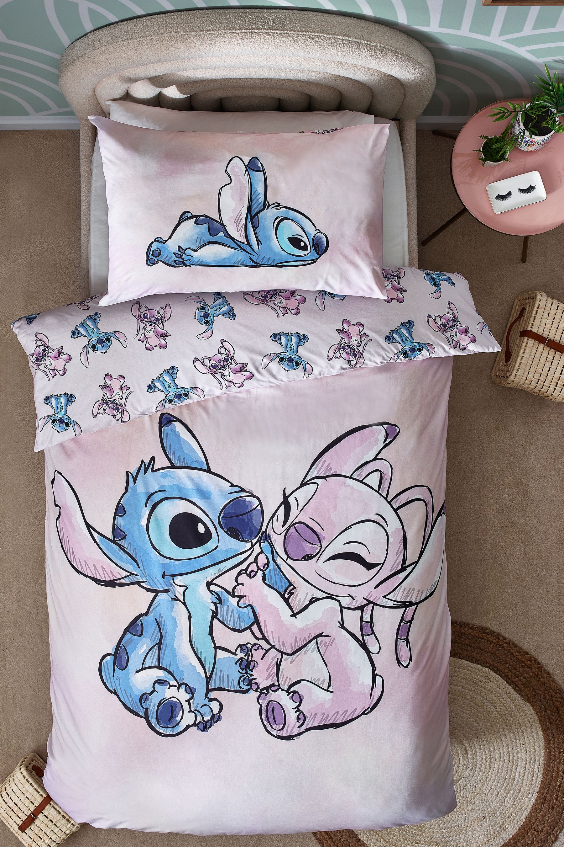 Lilo Stitch Purple Reversible 100 Cotton Duvet Cover and Pillowcase Set