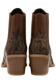 Ravel Brown Leather Block Heel Western Ankle Boots - Image 3 of 4