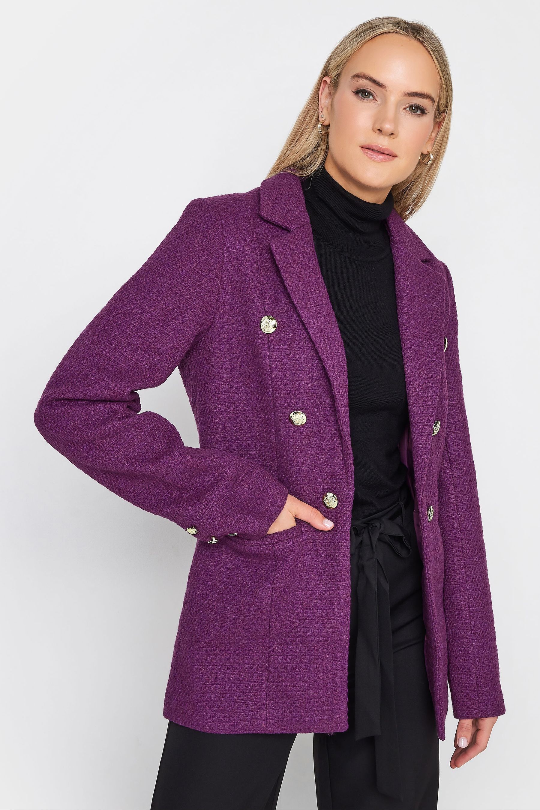 Buy Long Tall Sally Purple Boucle Blazer from Next Luxembourg