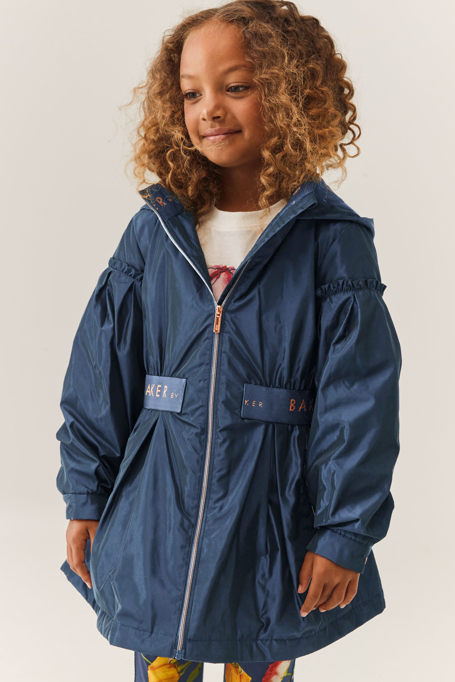 Navy rain mac top