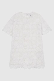 Reiss Ivory Susie Junior Lace T-Shirt Dress - Image 2 of 7