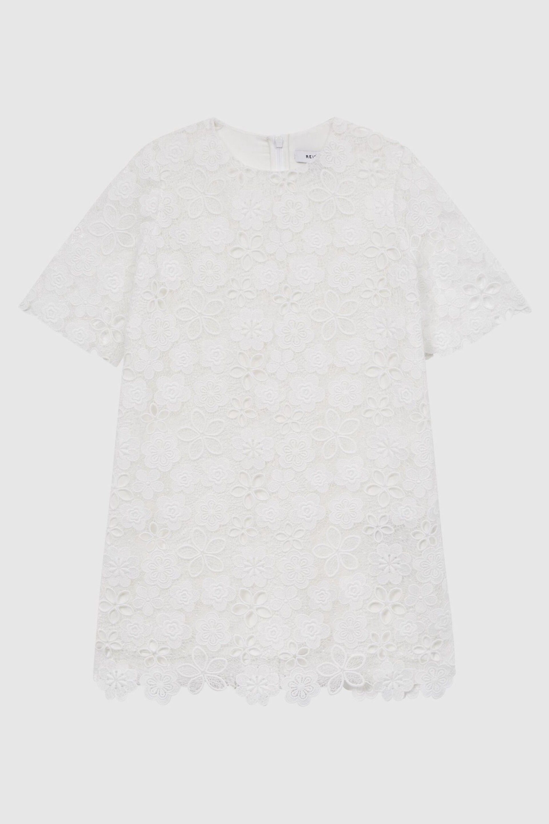 Reiss Ivory Susie Junior Lace T-Shirt Dress - Image 2 of 7