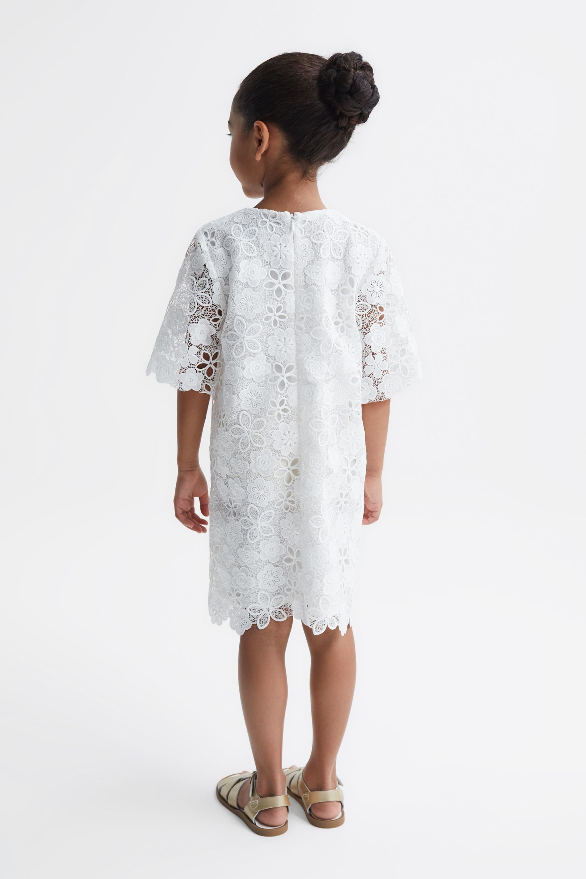 Reiss Ivory Susie Junior Lace T-Shirt Dress - Image 5 of 7