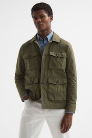 Reiss Khaki Hawke Four Pocket Field Jacket - Image 1 of 7