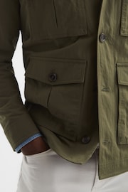 Reiss Khaki Hawke Four Pocket Field Jacket - Image 6 of 7