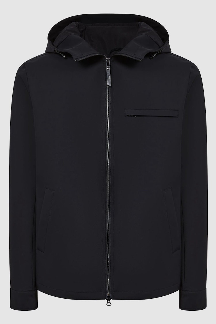 Reiss Black Zuroke Zip Through Hooded Blouson Jacket - Image 2 of 6