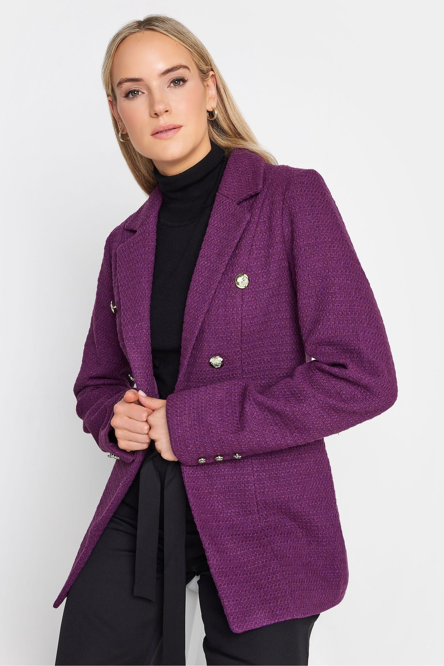 Long top purple blazer