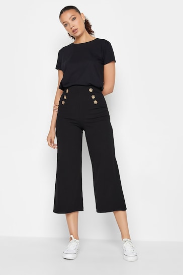 Long Tall Sally Black Button Crop Trousers