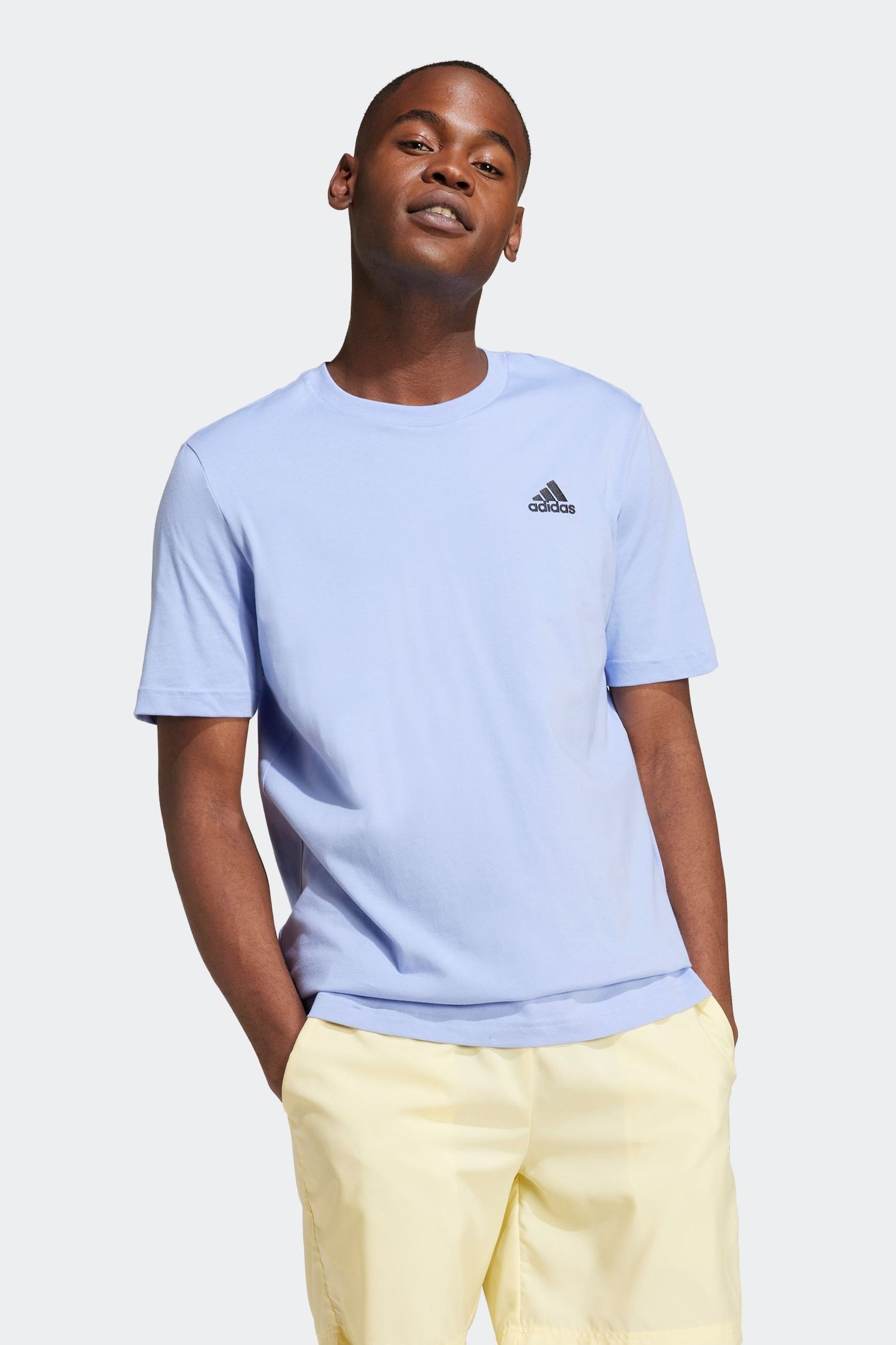 Buy adidas Light Blue Essentials Single Jersey Embroidered Small Logo 100 Cotton T Shirt from Next Malta