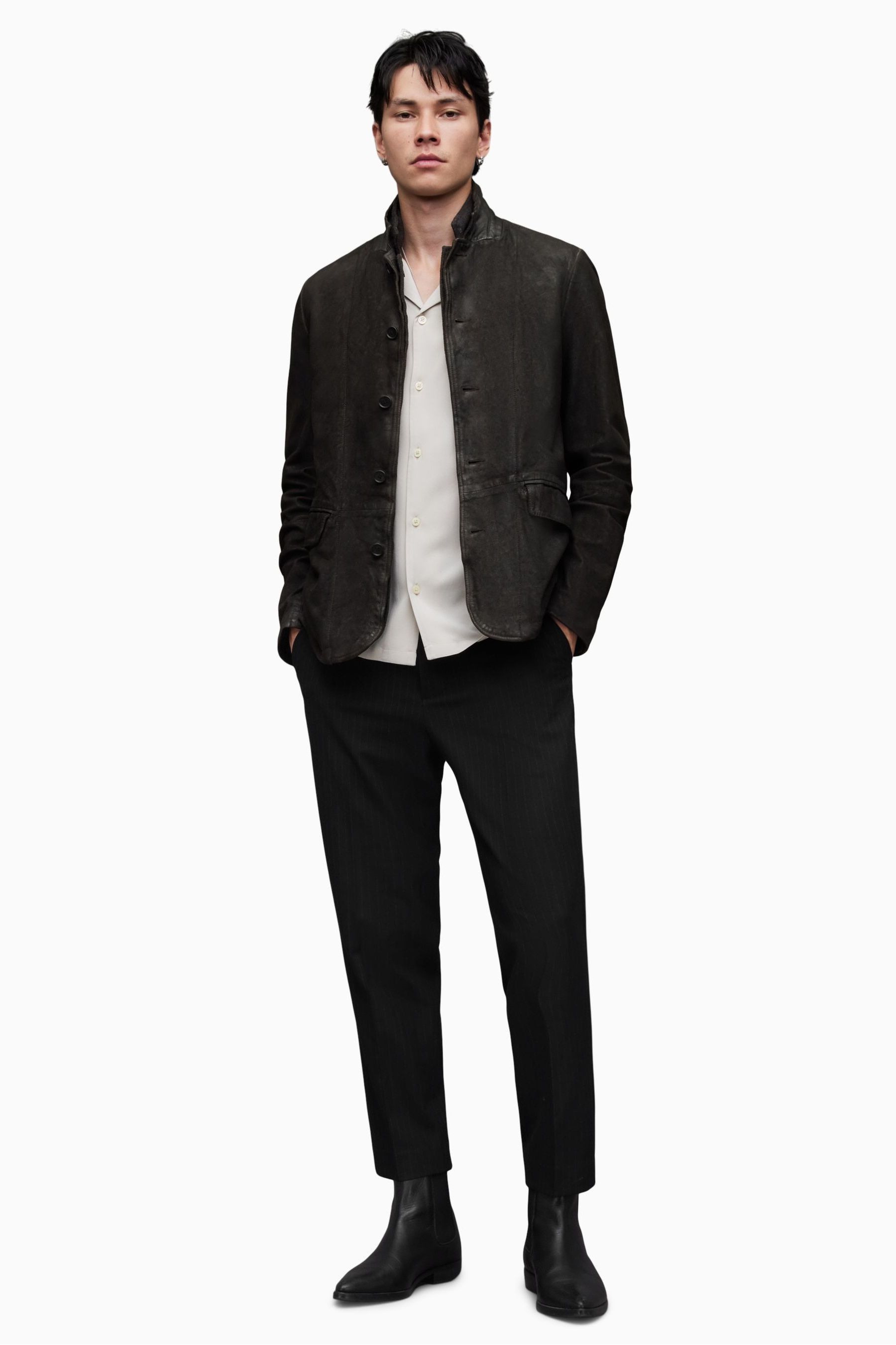 Allsaints survey regular fit leather blazer clearance