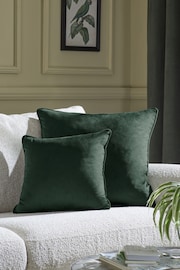 Dark Green 59 x 59cm Matte Velvet Cushion - Image 2 of 6