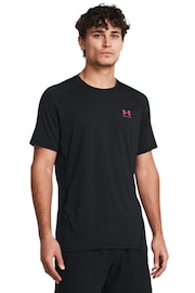 Under Armour Black/Red HeatGear Fitted Short Sleeve T-Shirt - Image 1 of 4