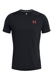 Under Armour Black/Red HeatGear Fitted Short Sleeve T-Shirt - Image 3 of 4