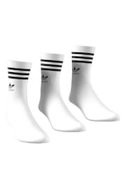 adidas Originals White Mid Cut Crew Socks 3 Pack - Image 5 of 8