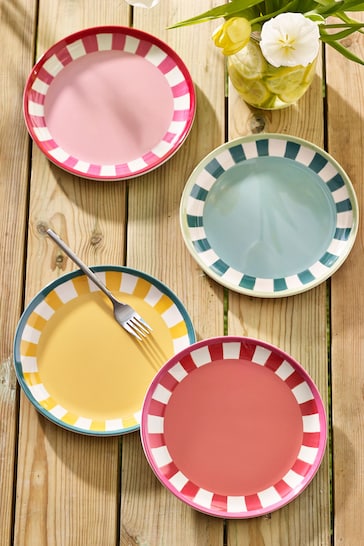 Multi Bright Picnic Dinnerware Set of 4 Side Plates