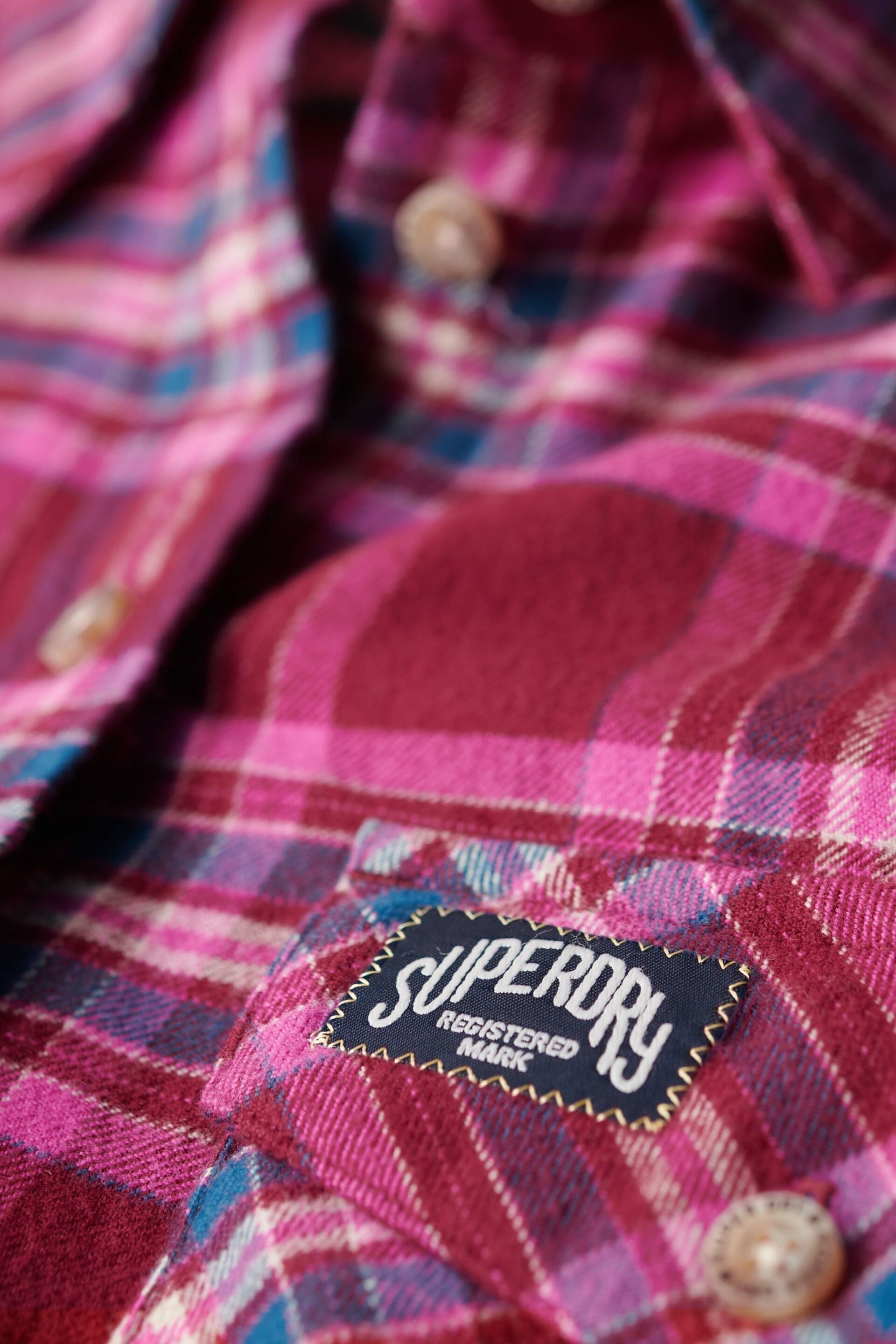 Superdry Red Lumberjack Check Flannel Shirt - Image 7 of 7