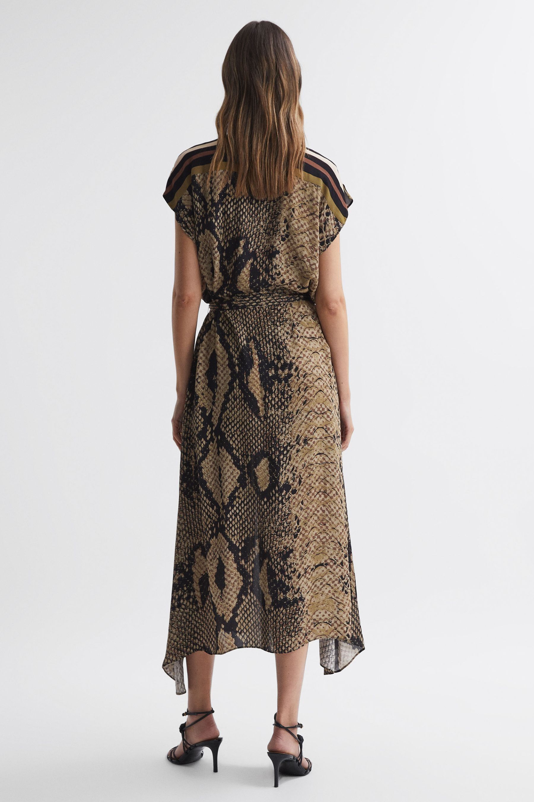 Buy Reiss Brown Bea Snake Print Midi Dress from Next Luxembourg