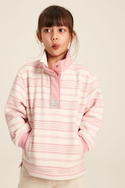 Joules Girls' Burnham Pink Stripe Funnel Neck Sweatshirt - Image 4 of 12