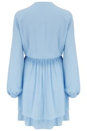 Pour Moi Blue Kate Woven Viscose Button Detail Long Sleeve Dress - Image 5 of 5