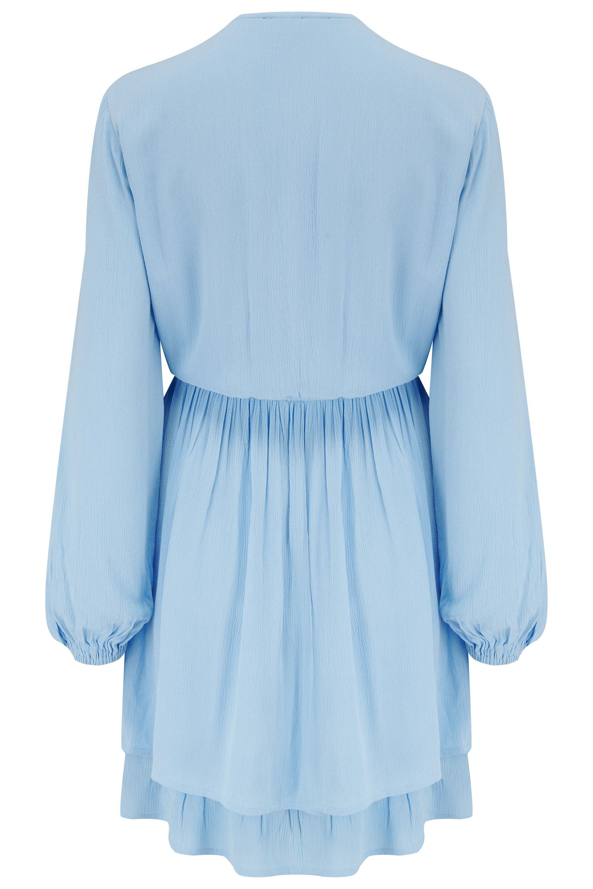 Pour Moi Blue Kate Woven Viscose Button Detail Long Sleeve Dress - Image 5 of 5