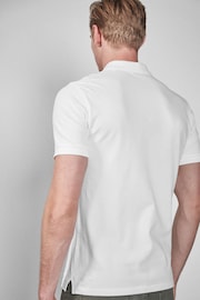 White Slim Fit Short Sleeve Pique Polo Shirt - Image 2 of 5