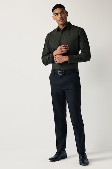 Charcoal Grey Regular Fit Four Way Stretch Shirt
