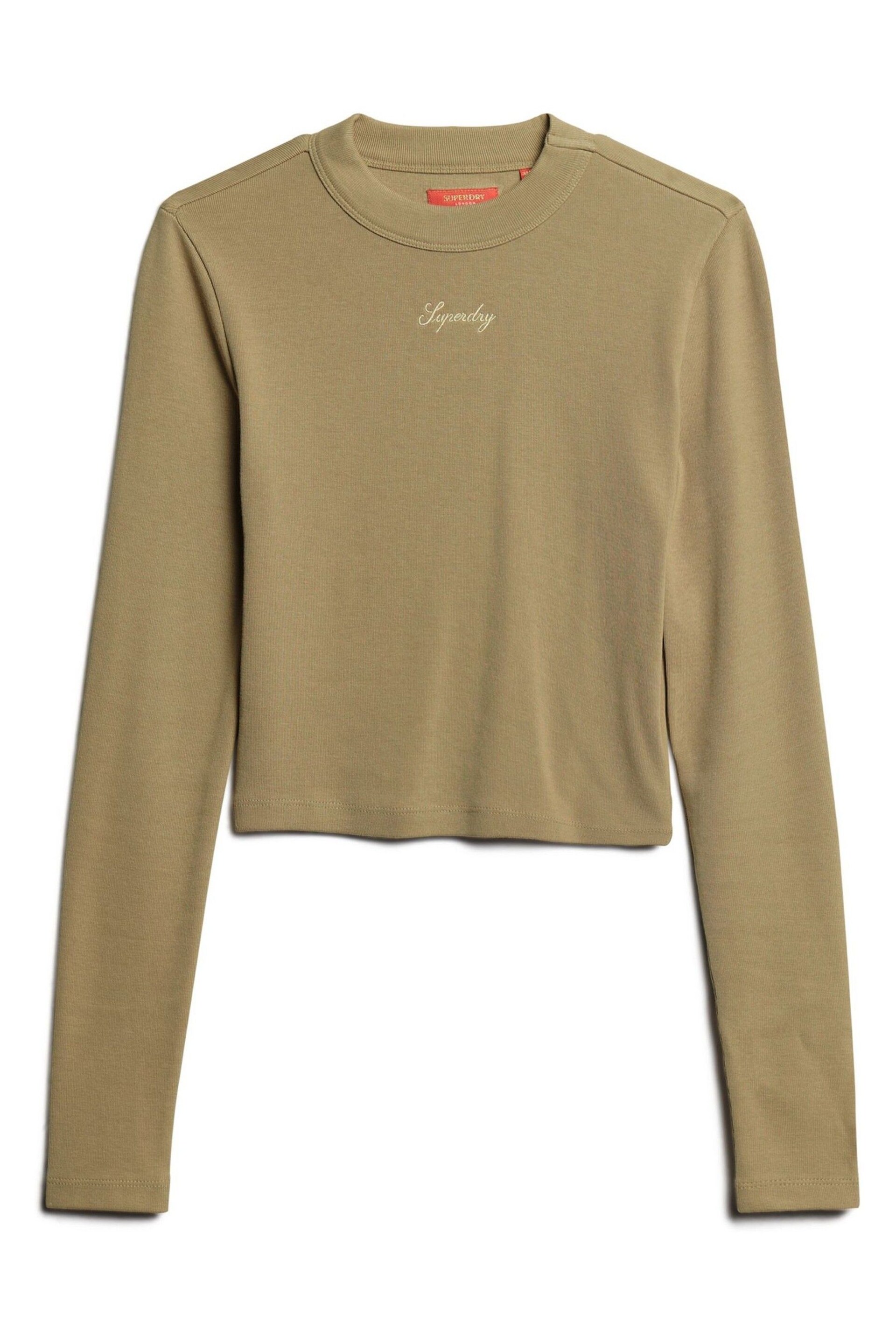 Superdry Green Rib Long Sleeve Fitted Top - Image 4 of 6