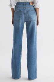 Reiss Mid Blue Marion Petite Mid Rise Wide Leg Jeans - Image 4 of 5