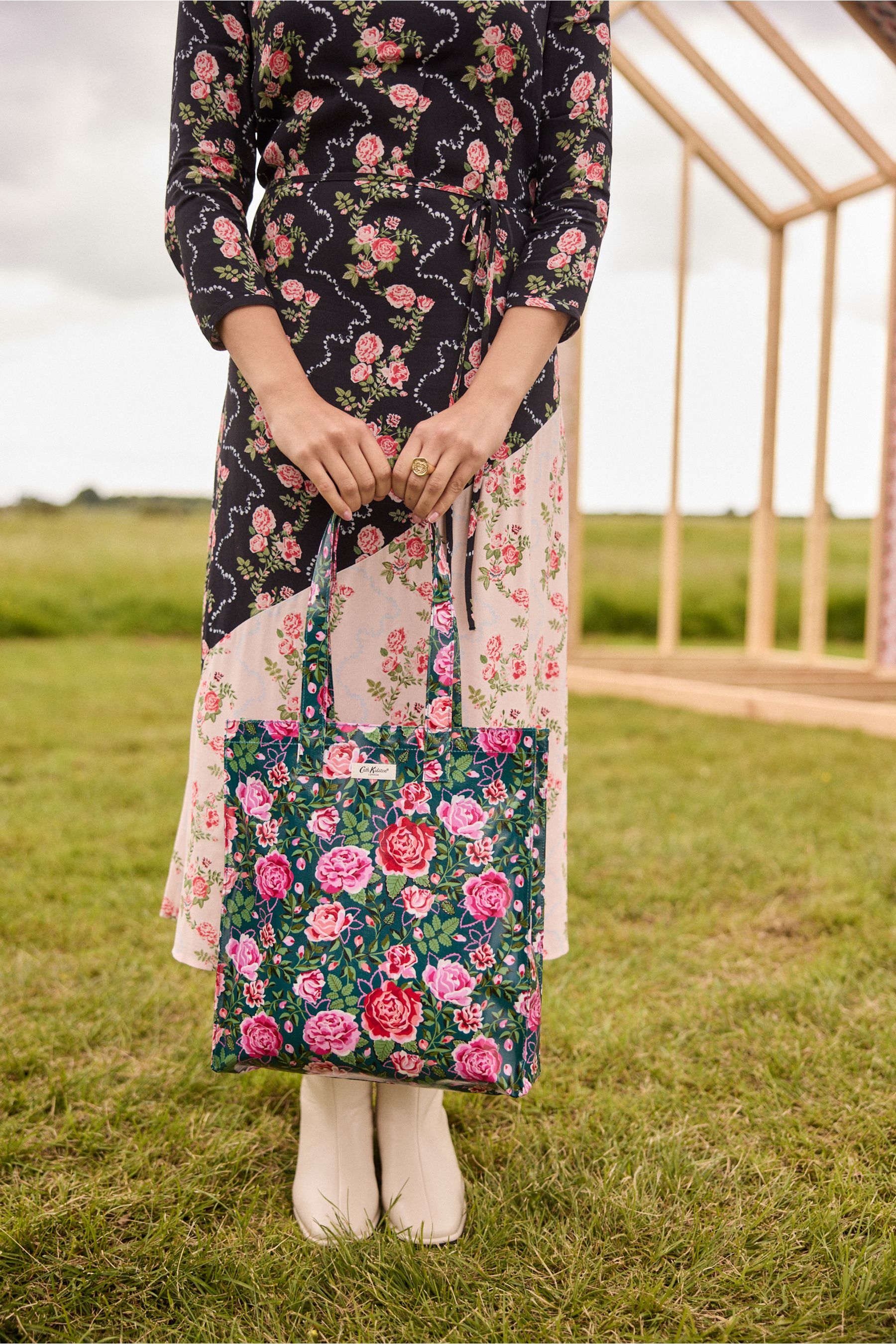 Buy Cath Kidston Green Rose Large Coated 100 Cotton Book Bag from the Next UK online shop