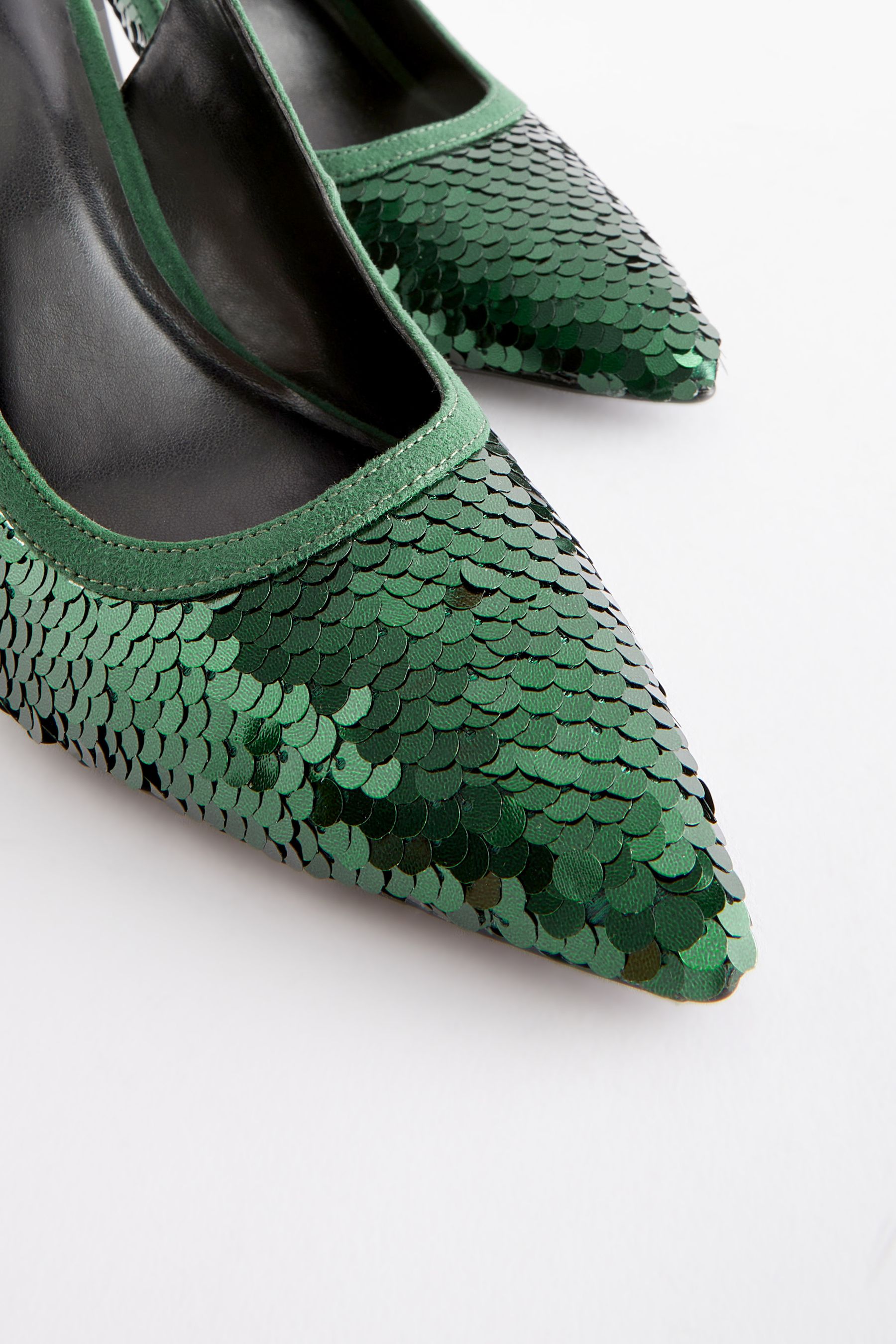 Buy Green Forever Comfort Sequin Point Toe Slingback Heels from Next Luxembourg