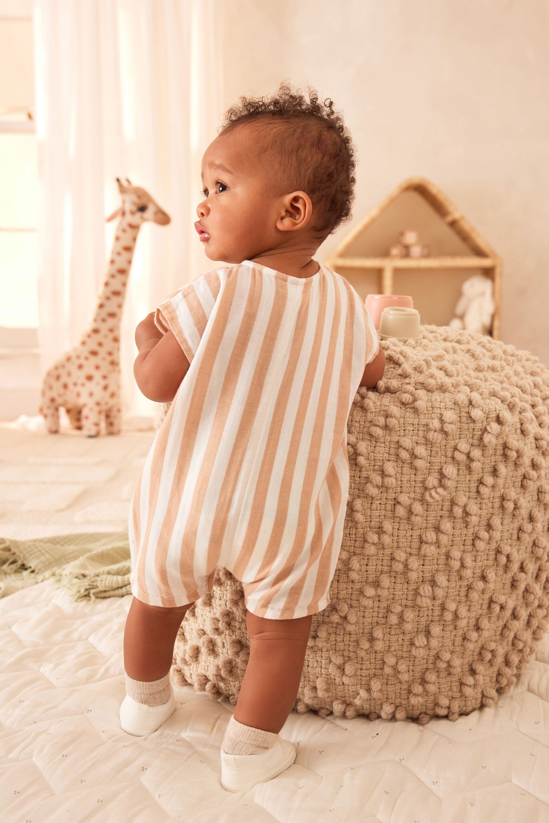 Rust/White Stripe Baby Woven Romper (0mths-2yrs) - Image 3 of 11