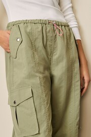 Sage Green Embroidered Parachute Pull On Cargo Trousers - Image 3 of 5