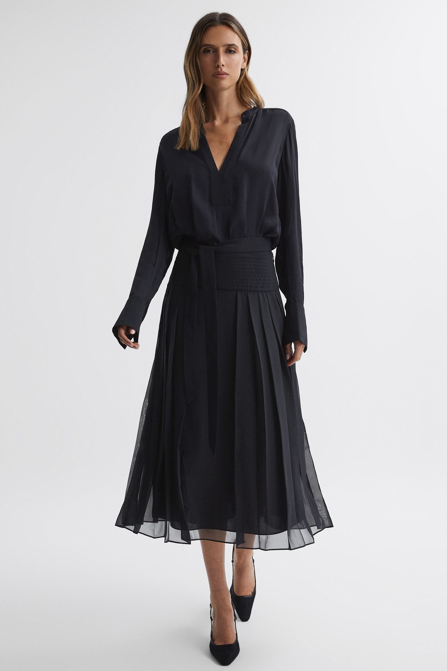 Long sleeve full skirt midi dress new arrivals