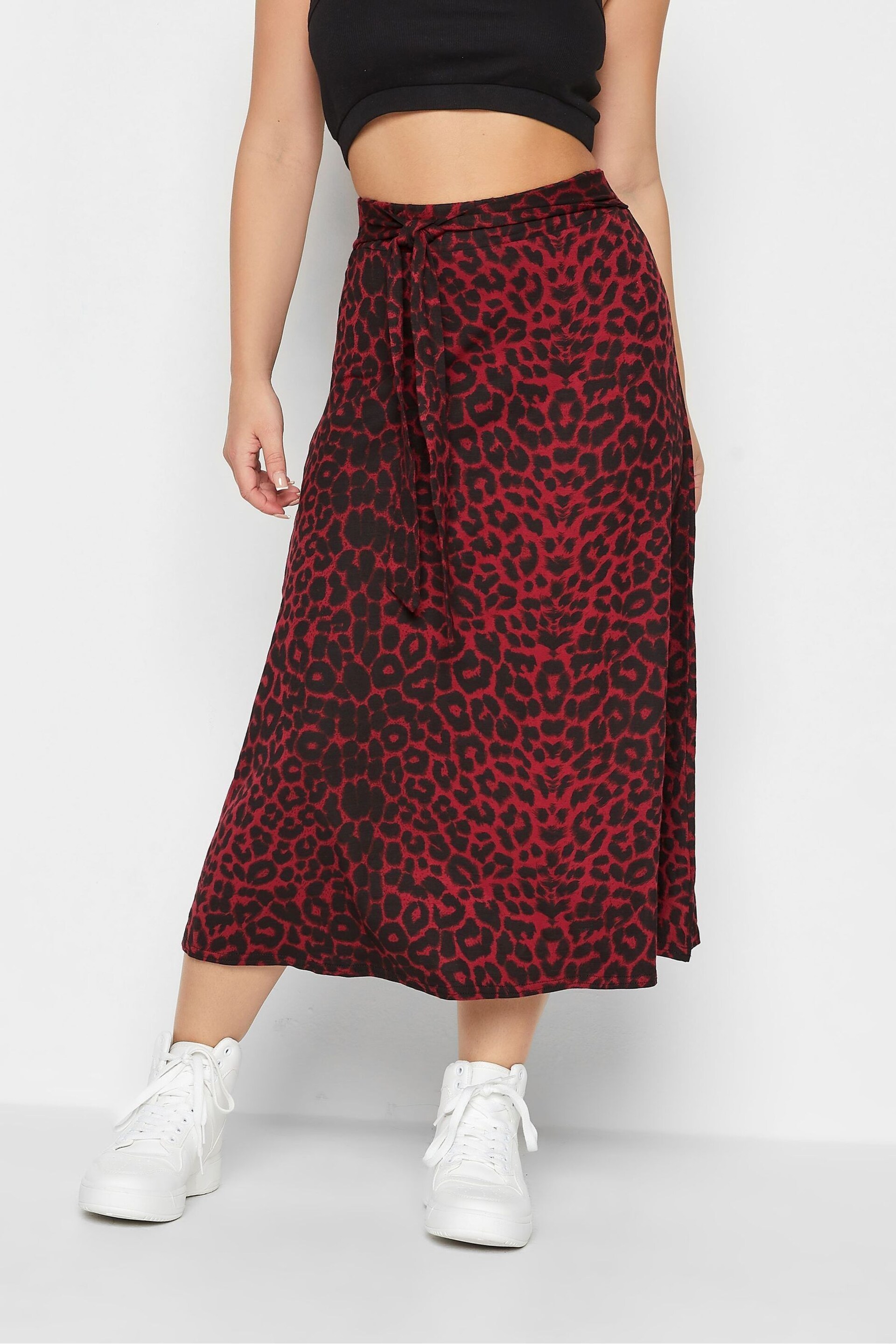 PixieGirl Petite Red Print Midi Skirt - Image 1 of 2