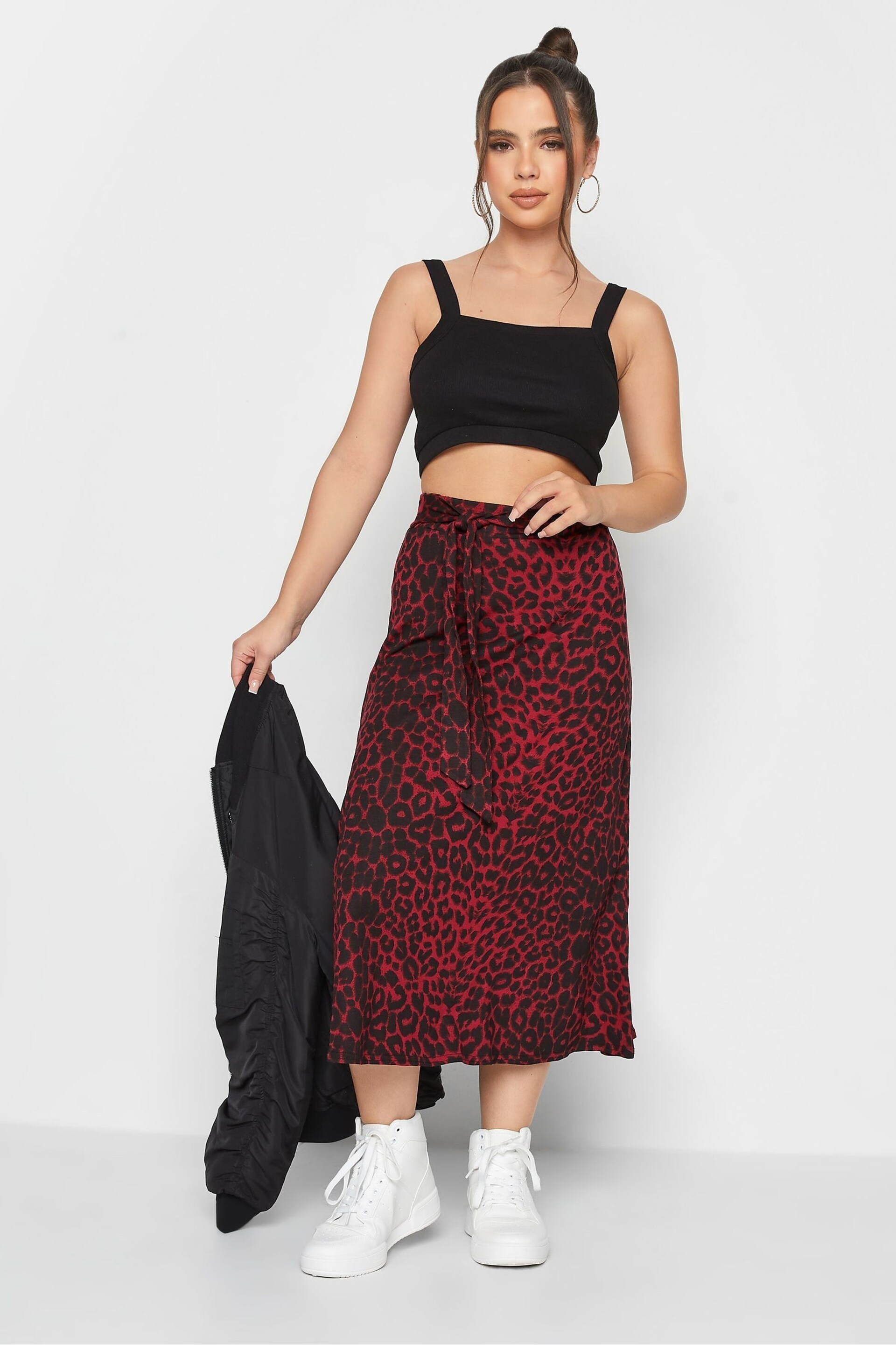 PixieGirl Petite Red Print Midi Skirt - Image 2 of 2