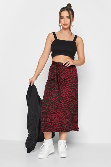 PixieGirl Petite Red Print Midi Skirt