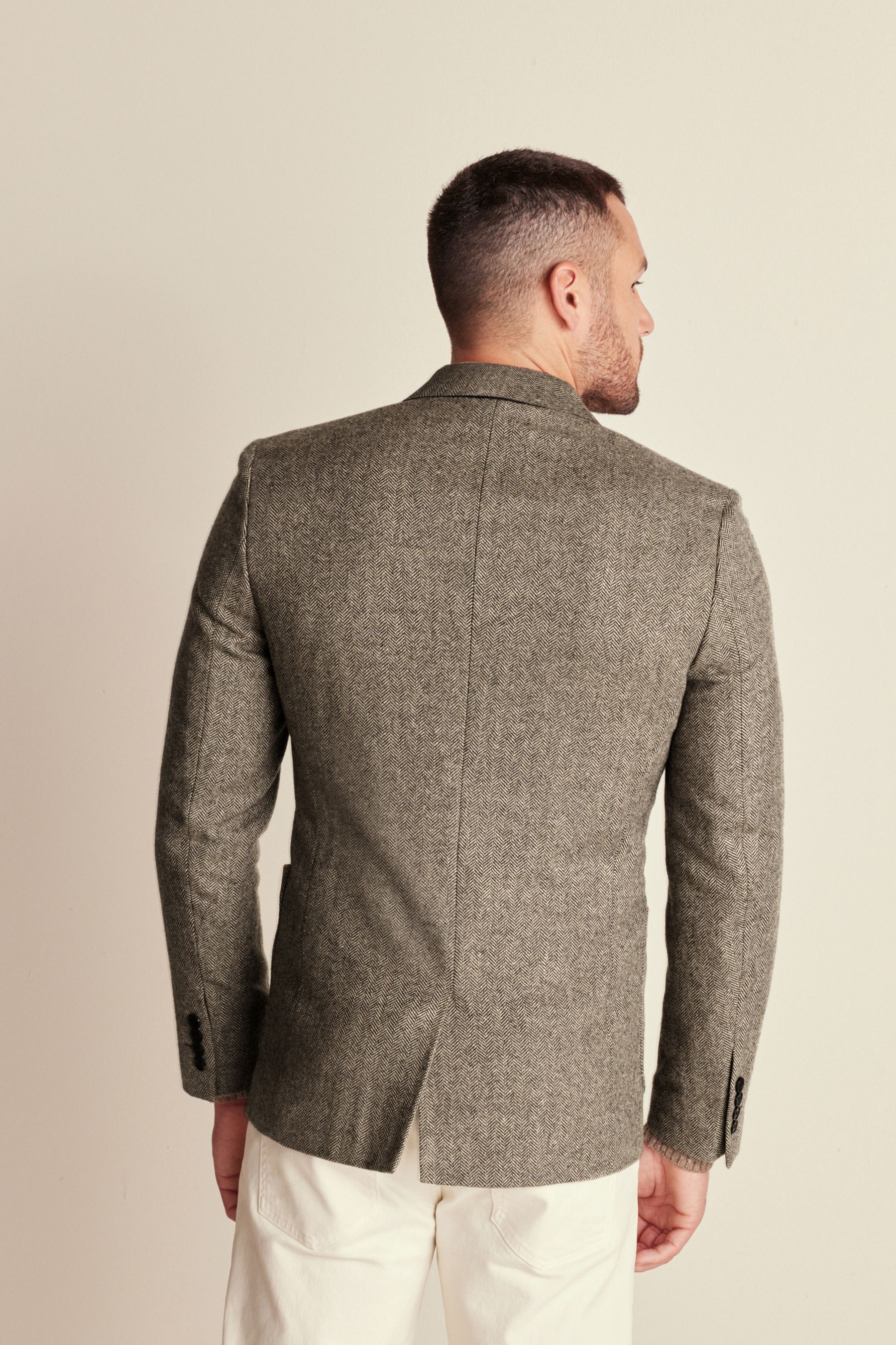 Buy Taupe Slim Fit Wool Rich Herringbone Blazer from Next Ukraine