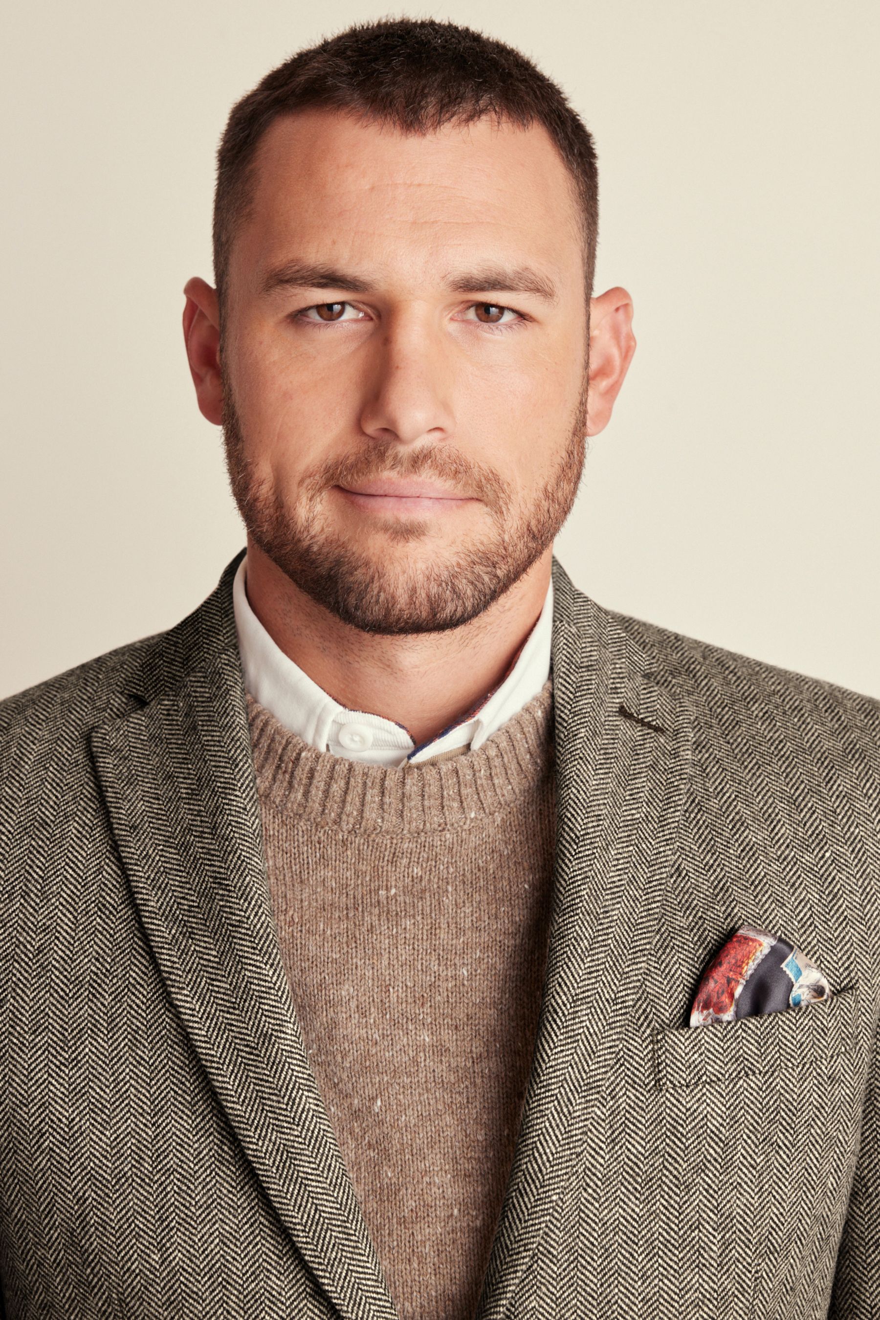 Buy Taupe Slim Fit Wool Rich Herringbone Blazer from Next Ukraine